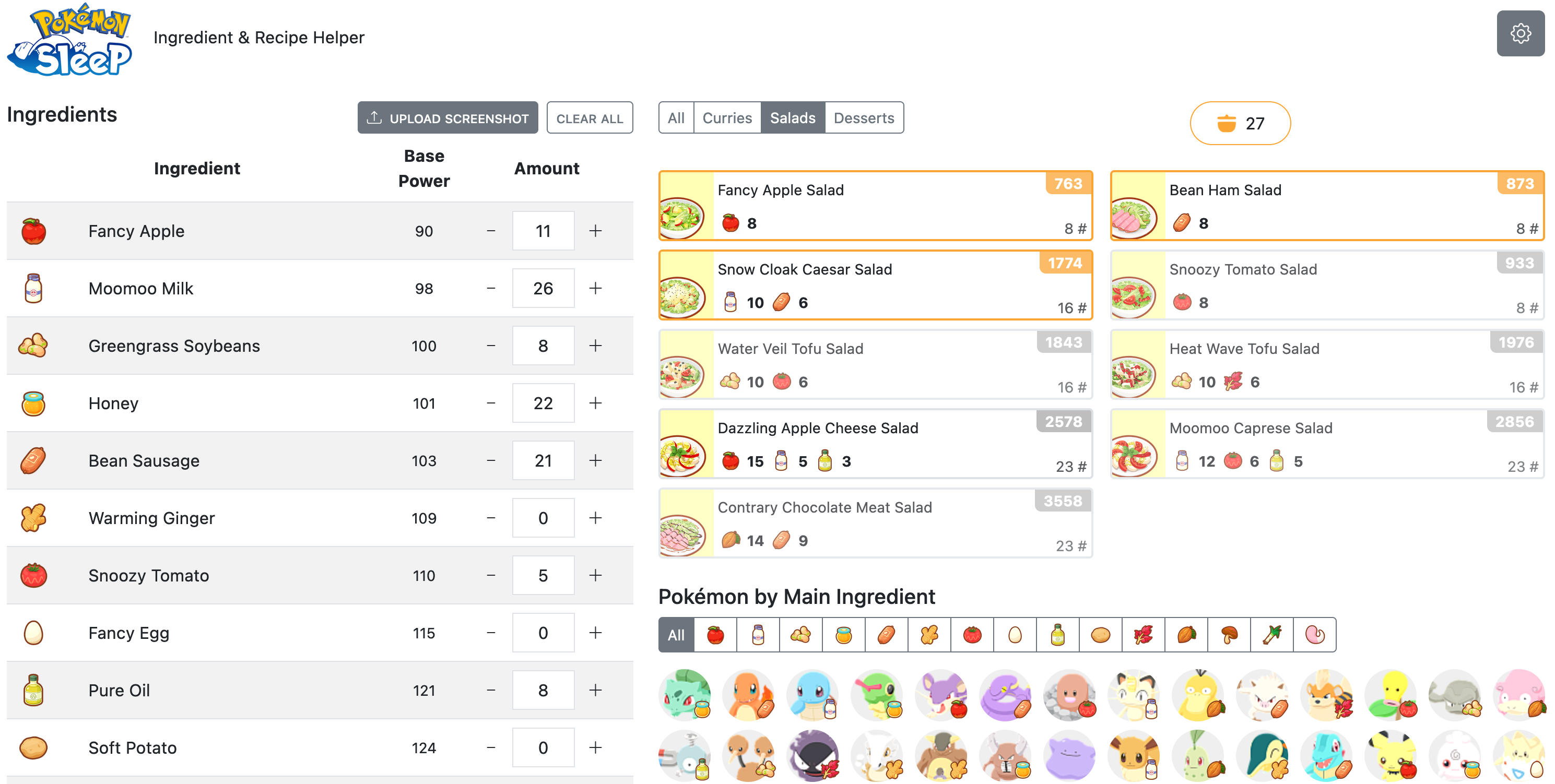 Pokemon Sleep Recipes